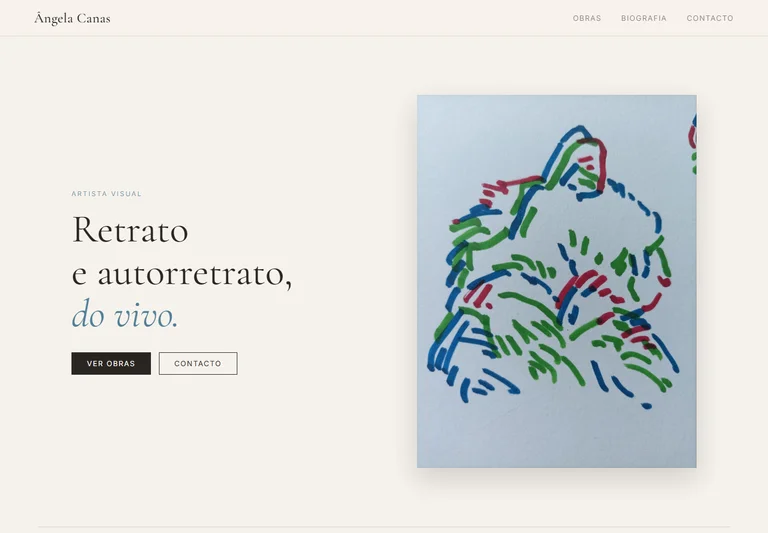 Homepage of visual artist Ângela Canas’s website
