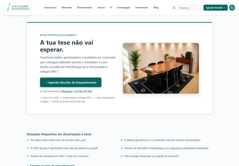 Página inicial de Explicações de Estatística