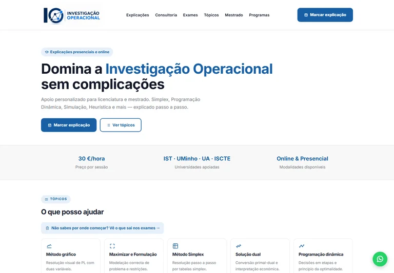 Página inicial de investigacaooperacional.com