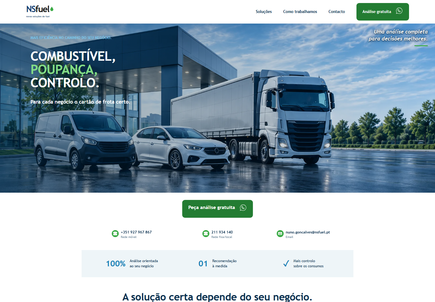 Captura da página inicial do website NSFuel.pt