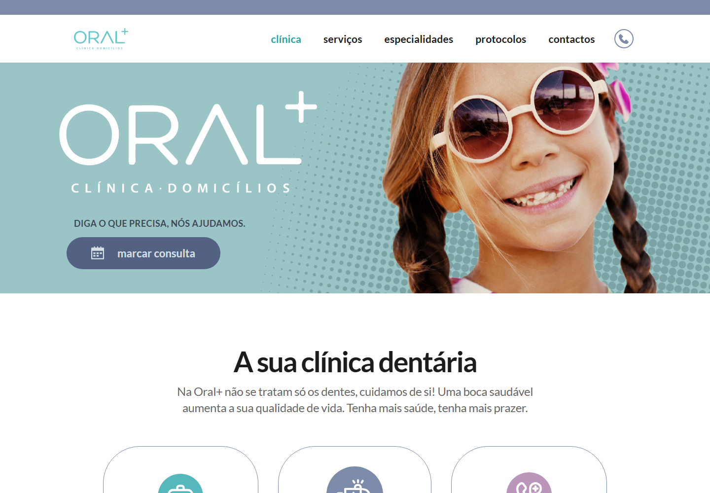 Captura da página inicial da OralMais